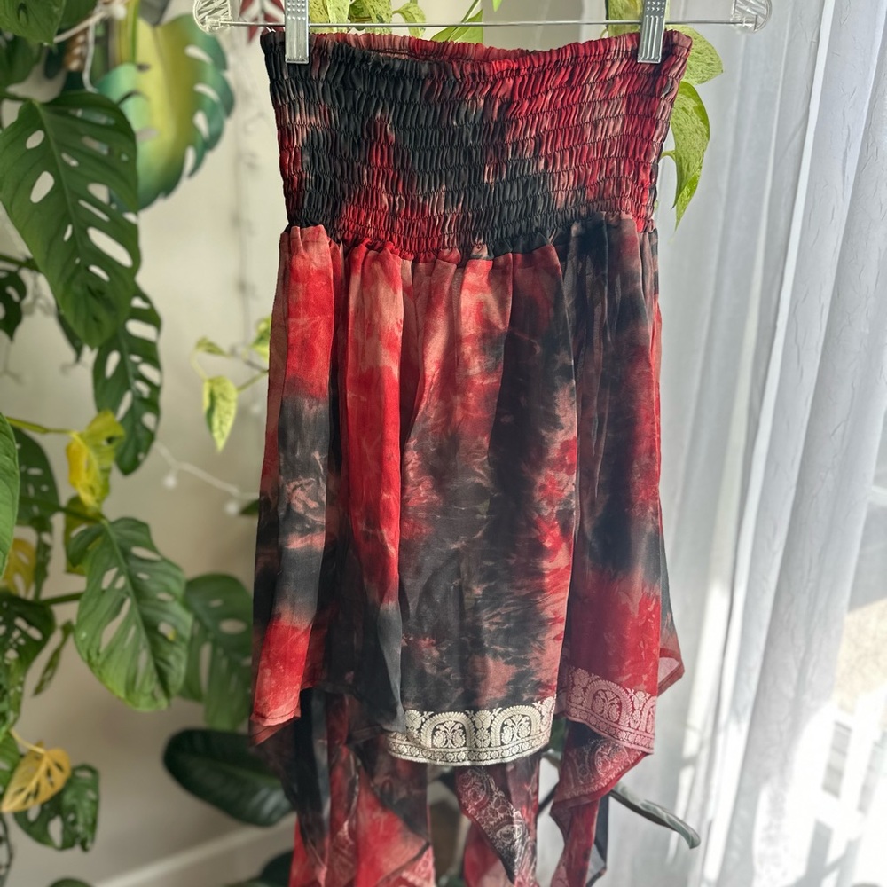 Wevez Silk Gypsy Fairy Pixie Asymmetrical Boho Handkerchief Skirt/top